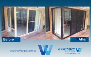 Sliding Door _ Fixed 100x44 - Doeskin Window _ 3lite Door = Black 4lite with Invisigard _ 100x44 Fixed Sliding Door Installation Perth